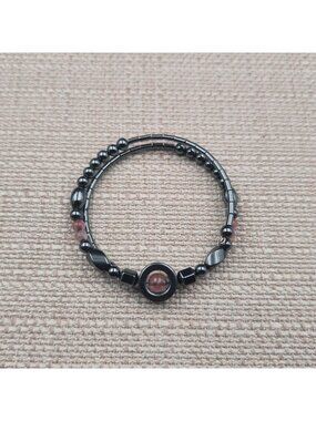 7 Inch Hematite Stone Memory Wire Bracelet B1157
